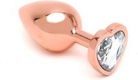 Rimba - Rosé Gouden Aluminium Buttplug Met Hartvormig Kristal
