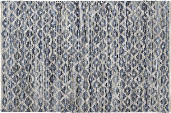 DKD Home Decor Blauw Wit Katoen Tapijt (120 x 180 cm)