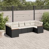 Maison Exclusive - Ensemble de meubles de jardin 7 pièces avec canapé et coussins, noir, en polyrotin