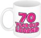 Bellatio Decorations Mok 70 jaar - Al zo oud - Legende - Roze - 350 ml - Keramiek
