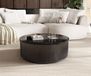 Fiorano Table Basse 90 x 90 cm, Marbre Noir, Métal Argenté, Finition Black Antique