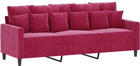 vidaXL Driezitsbank - 180 cm - Fluweel - Wijnrood