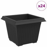 vidaXL Jardinière carrée 24 pièces Noir 23 x 23 x 17,5 cm Plastique