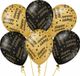 Paper Dreams Happy Birthday verjaardag feest ballonnen - 6x stuks - zwart/goud