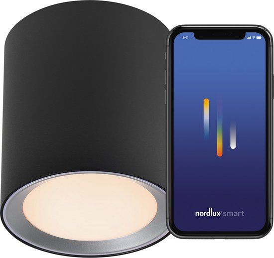 Nordlux Landon Smart LED Plafondspot - Zwart - Dimbaar - Buiten - 8W - 3000K - IP54