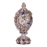 danila-souvenirs Gesneden Fabergé ei met bloemen en vlinder, 7 cm, zilverkleurig