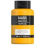 Liquitex Basics 8870316 Monopigmenteerde acrylverf, kunstenaarspigmenten, lichtecht, gemiddelde viscositeit, archiefkwaliteit, zijdeglanzende afwerking, 400ml - Cadmium Yellow Deep Hue