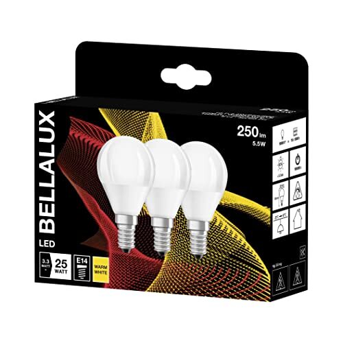 Bellalux Bellalux LED lamp, Base: E14, Warm Wit, 2700 K, 3.30 W, vervanging voor 25 W gloeilamp, frosted, BellaluxCLP Verpakking van 3,wit