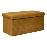 Atmosphera Poef/krukje/hocker Amber - Opvouwbare zit opslag box - fluweel Okergeel - 76 x 38 x 38 cm - MDF/polyester - 120 liter inhoud