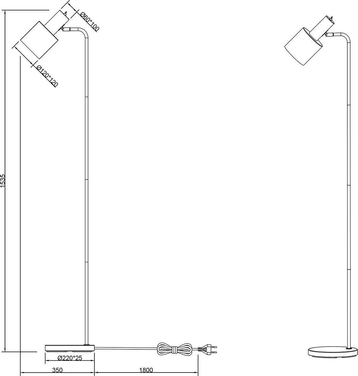 Reality LED Vloerlamp - Rond - Zwart/Goud - Aluminium - E27