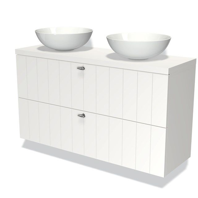 Maxaro Badkamermeubel Modulo Plato Slim Mat Wit 120cm 2 Lades Lamel