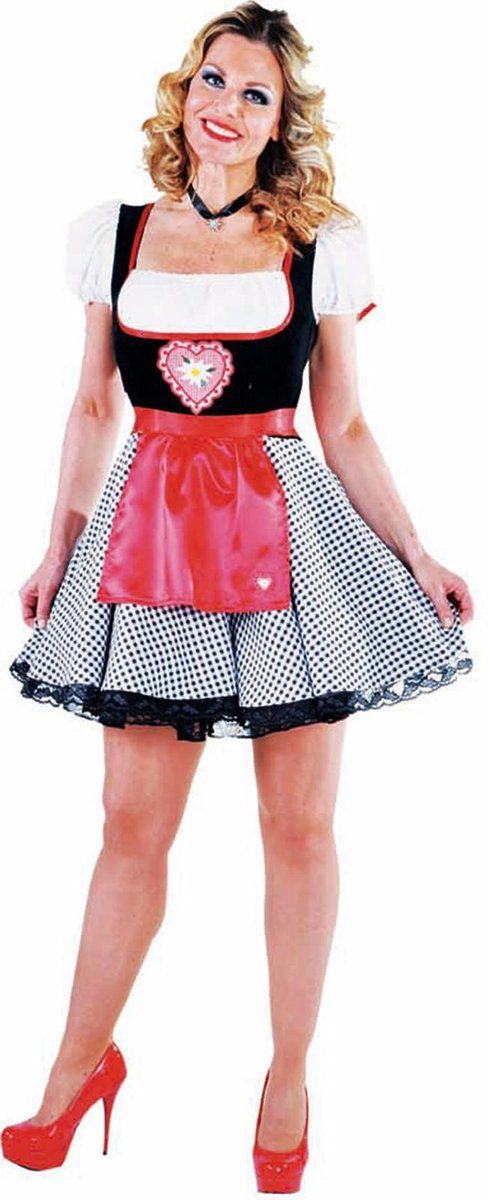 Magic design Dirndl Dames Polyester Rood/zwart/wit Maat Xl