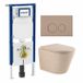 QeramiQ Dely Toiletset - 36.3x51.7cm - diepspoel - rimless - Geberit UP720 inbouwreservoir - softclose toilet zitting - 35mm - bedieningsplaat taupe - ronde knoppen - mat beige