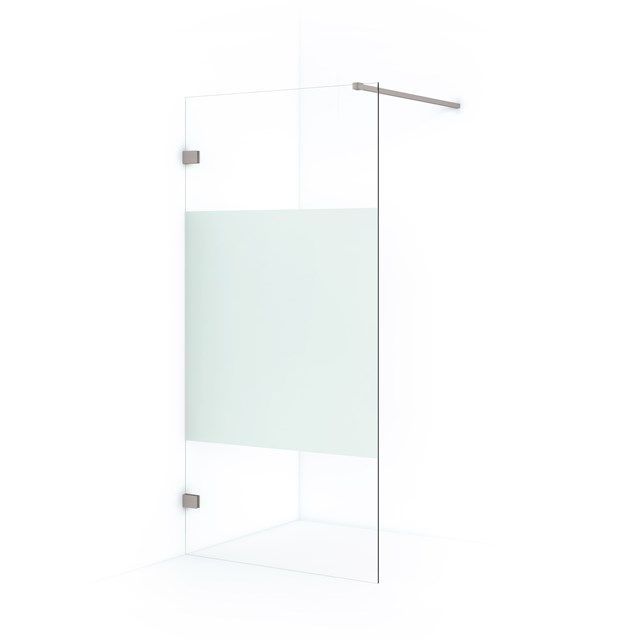 Maxaro Inloopdouche Diamond 100cm 8mm Helder Veiligheidsglas met Matte Strook Geborsteld RVS