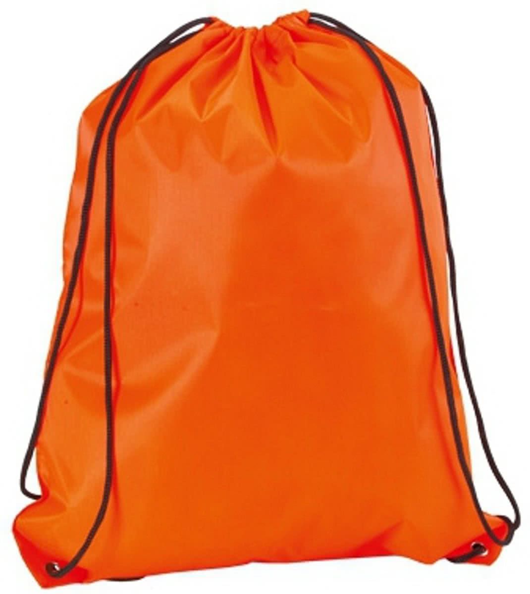 Neon oranje gymtas met rijgkoord - Polyester