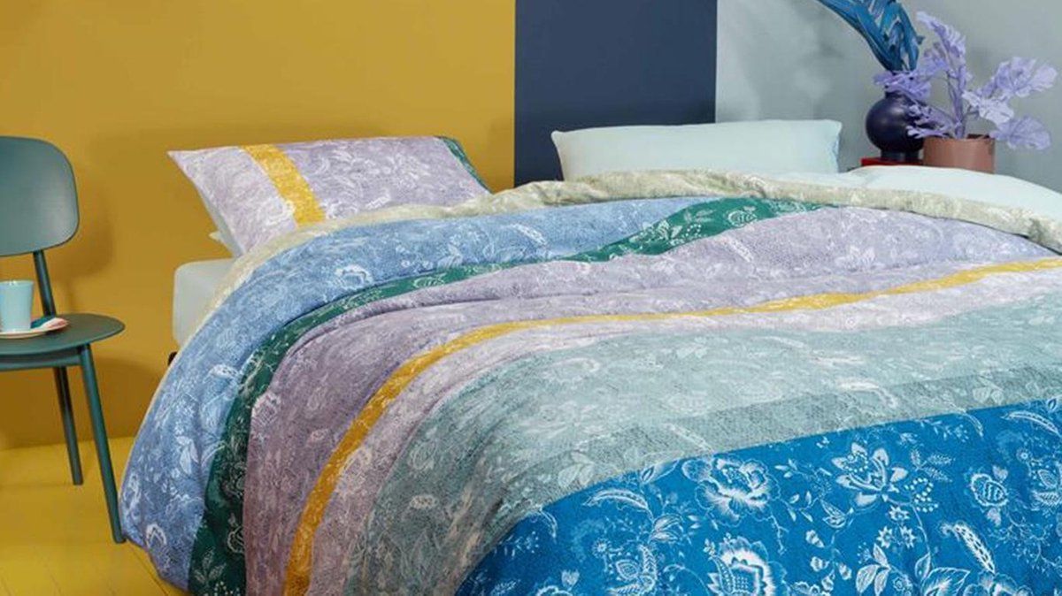 Oilily OLY Blooming Stripe Blue - 240x200/220 - Satijn - Blauw - Wit