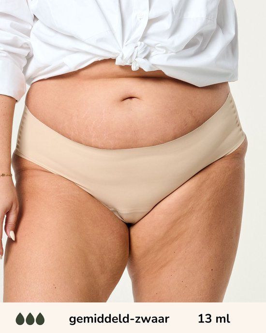 Moodies Undies Moodies menstruatie ondergoed - Hiphugger - gemiddeld/zwaar kruisje - maat XXL - beige