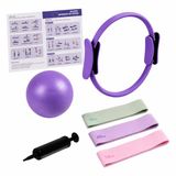Relaxdays Pilates set - met weerstandsbanden - ring - bal - paars