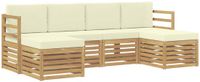 vidaXL - Bank loungeset - 6 zitplekken - Wit en crèmekleurig - Polyester