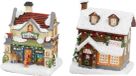 Kaemingk B.V. Set de 2x Village de Noël Maisons de Noël Boulangerie et Magasin de jouets avec éclairage 12,5 cm