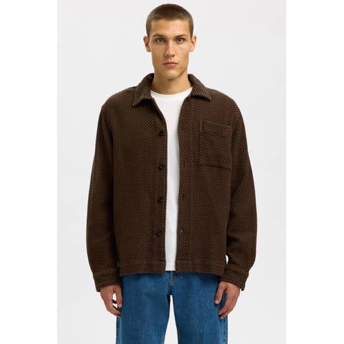 Selected Selected overshirt met textuur bruin
