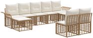 vidaXL Ensemble de canapés d'extérieur 9 pièces Naturel et Crème Blanc Polyester