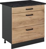 Vicco Keukenonderkast R-Line, Goudkleurig Eiken/Antraciet, 80 cm