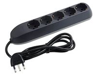 BTicino Elektrische stekkerdoos poker zonder kabel met 5 universele stopcontacten P40 Schuko Zipasso Schuko Standard Duits, maximaal vermogen 3.500 W, kleur grijs