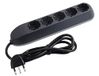 BTicino Elektrische stekkerdoos poker zonder kabel met 5 universele stopcontacten P40 Schuko Zipasso Schuko Standard Duits, maximaal vermogen 3.500 W, kleur grijs