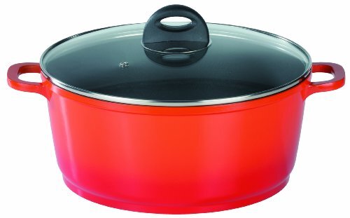 GSW Stahlwaren GmbH kookpot met glazen deksel, 28 x 12,7 cm, 6,5 l, rood/zwart, 30 x 28 x 12,7 cm