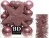 Decoris Shoppartners Bv Kerstversiering Kunststof Kerstballen 35 Stuks Oud Roze 5-6-8 cm