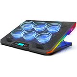 KLIM Glacier Laptopkoeler 2023-6 met RGB-achtergrondverlichting, 11 inch, 17 inch, USB-voeding, stabiel en stil, voor pc, Mac, Xbox One, PS4