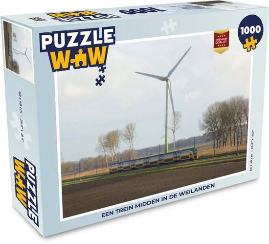 MuchoWow Puzzel Een trein midden in de weilanden - Legpuzzel - Puzzel 1000 stukjes volwassenen