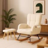 COMHOMA Schommelstoel met Voetensteun - Beige