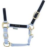 Cavezza in nylon con riporto colorato, fibbie colore ottone e doppia regolazione