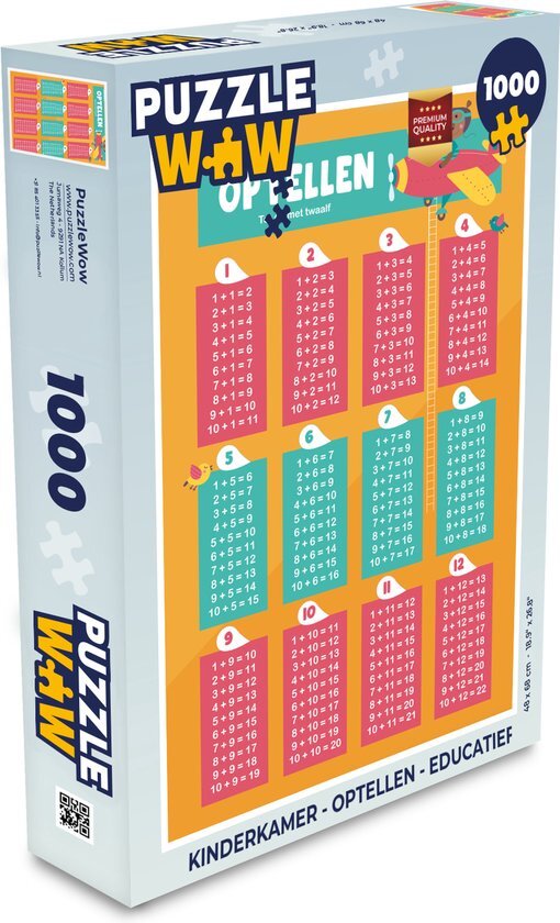 MuchoWow Puzzel Kinderkamer - Optellen - Educatief - Jongens - Meisjes - Kinderen - Oranje - Kids - Legpuzzel - Puzzel 1000 stukjes volwassenen - Sinterklaas cadeautjes - Sinterklaas voor grote kinderen