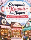 Escapade Kawaii au Japon: Livre de Coloriage adulte et enfant, coloriage Kawaii anti stress et mignon 48 scènes cosy à colorier entre cafés, boutiques, ruelles et petits instants japonais