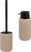 5five Badkamer/toilet accessoires set Onyx - WC-borstel in houder en zeeppompje - beige/zwart - 350 ml