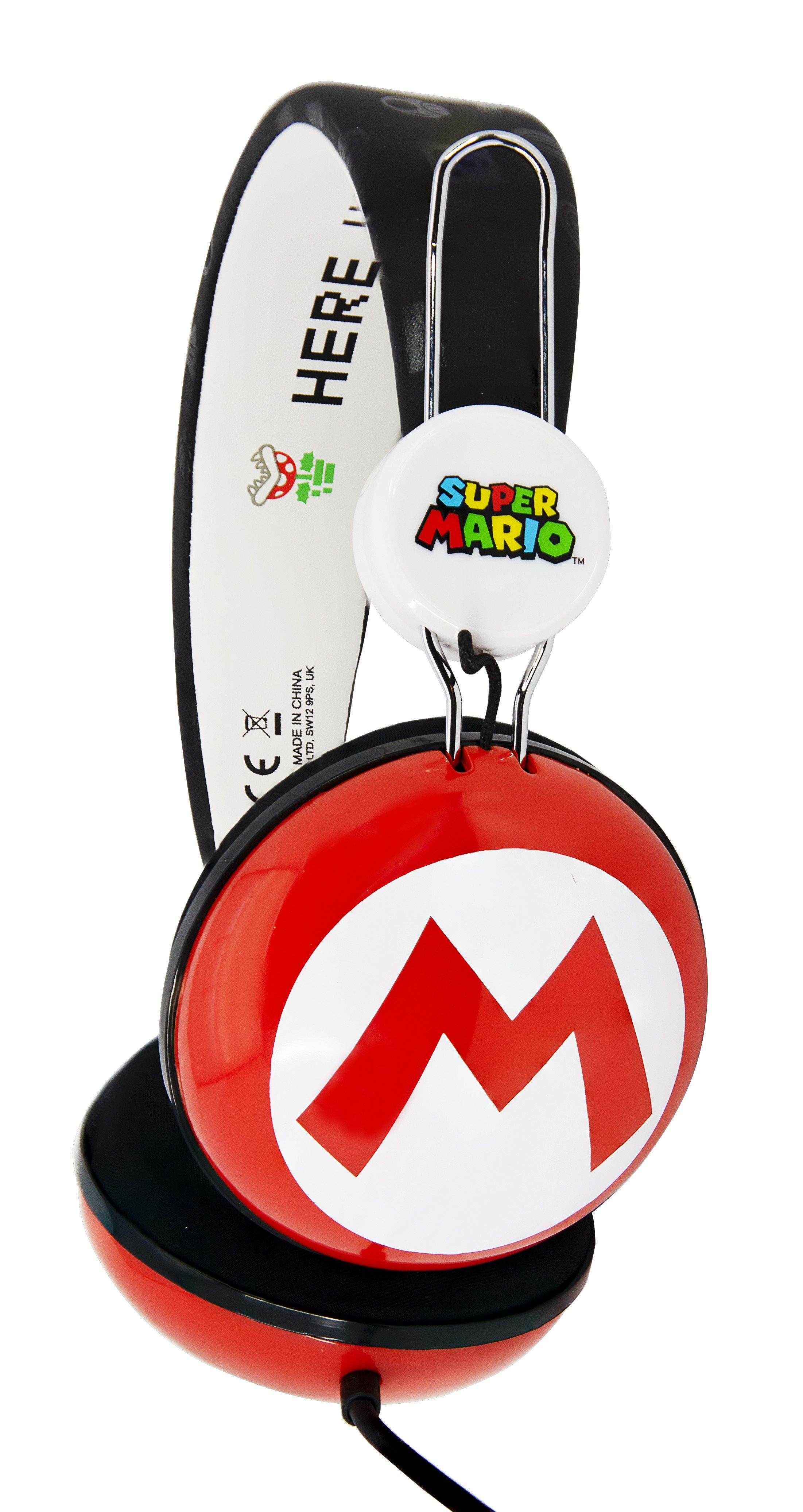 OTL Technologies Super Mario Kinderkoptelefoon - On-ear - Bedraad - 3.5mm Jack - 0.9m Kabel - Zwart/Rood