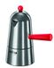 ILSA Pop Carmencita Caffettiera in Alluminio, Manico Rosso, 6 Tazze, Argento