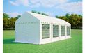 PREMIUM Tente de réception 3x8 m – PVC 500 g/m², ignifuge, cadre au sol + renforts de toit, jusqu'à 48 personnes - Blanc