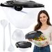 EDANTI Grande Bol à Salade Noir avec Couvercle - 5L