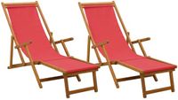 vidaXL Loungestoel 2 stuks 3 standen Massief Eucalyptus Hout Rood