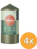 Bolsius - Gladde stompkaarsen - Olijfgroen - 4 stuks - 12 x 6 cm