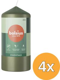 Bolsius - Bougies unies - Vert olive - 4 pièces - 12 x 6 cm
