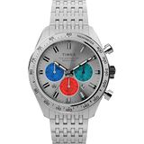 Timex Waterbury Chronograph herenhorloge 41 mm – roestvrijstalen armband en zilverkleurige wijzerplaat TW2V42400