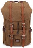 KAUKKO Vintage Canvas Rugzak Dames Heren Katoenen Dagrugzak met Laptopvak voor 14 inch Notebook voor School, Universiteit, Reizen, Wandelen, 22L, (Canvas Bruin)