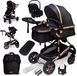 GAGADUMI Florida poussette 3-en-1 avec siège auto et nacelle noir-or