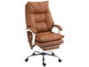 Chaise de bureau marron avec support lombaire gonflable, revêtement PU, repose-pieds, dossier inclinable et hauteur réglable