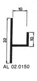 Aluart Stoeltjesprofiel alu brute 32x10x10mm (1mtr)